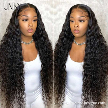 Uniky 180 Density 13x4 13x6 Deep Wave Hd Lace Frontal Wig Human Hair 4x4 5x5 Lace Closure Wigs